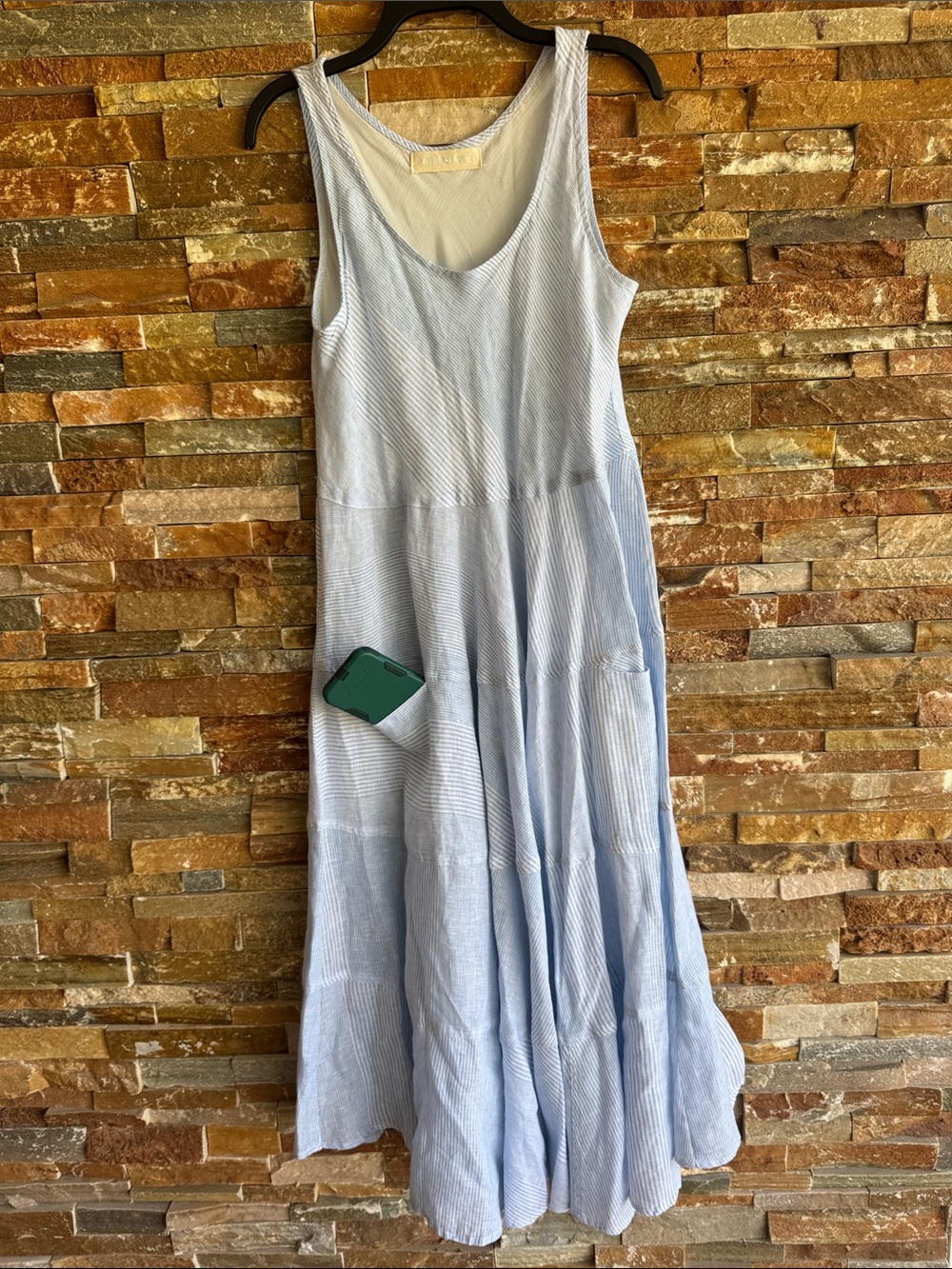 CP Shades Gorsuch Linen Maxi Dress Light Blue White No Size Tag Measure Listed - Picture 9 of 16